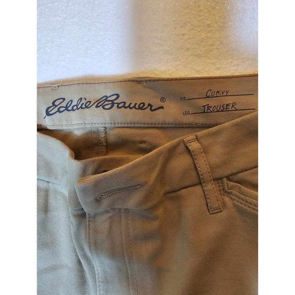 Eddie Bauer Curvy Trouser Pants Khaki Tan Mid Rise 14P Petite New NWT - Picture 5 of 6